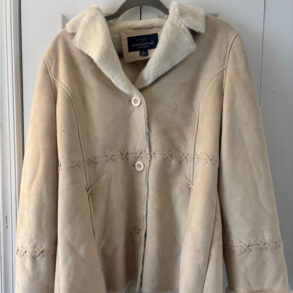 Mackintosh New England Faux Suede Shearling Coat Women's Small‎ Jacket